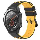 For Huawei Watch 2 20mm Two-Color Porous Silicone Watch Band(Black+Yellow) - 1