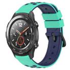 For Huawei Watch 2 20mm Two-Color Porous Silicone Watch Band(Lime Green+Blue) - 1