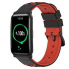 For Honor Watch ES 20mm Two-Color Porous Silicone Watch Band(Black+Red) - 1