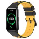 For Honor Watch ES 20mm Two-Color Porous Silicone Watch Band(Black+Yellow) - 1