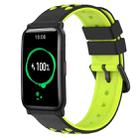 For Honor Watch ES 20mm Two-Color Porous Silicone Watch Band(Black+Lime Green) - 1