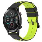 For Honor Magic Watch2 42mm 20mm Two-Color Porous Silicone Watch Band(Black+Lime Green) - 1