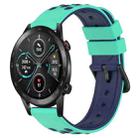 For Honor Magic Watch2 42mm 20mm Two-Color Porous Silicone Watch Band(Lime Green+Blue) - 1