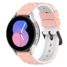 For Samsung Galaxy Watch5 44mm 20mm Two-Color Porous Silicone Watch Band(Pink+White) - 1