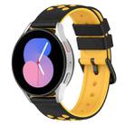 For Samsung Galaxy Watch5 44mm 20mm Two-Color Porous Silicone Watch Band(Black+Yellow) - 1