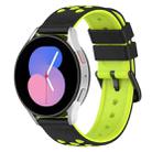 For Samsung Galaxy Watch5 44mm 20mm Two-Color Porous Silicone Watch Band(Black+Lime Green) - 1