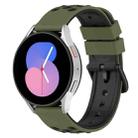 For Samsung Galaxy Watch5 44mm 20mm Two-Color Porous Silicone Watch Band(Army Green + Black) - 1