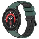 For Samsung Galaxy Watch5 Pro 45mm 20mm Two-Color Porous Silicone Watch Band(Olive Green+Black) - 1