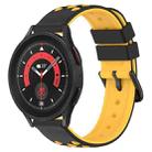 For Samsung Galaxy Watch5 Pro 45mm 20mm Two-Color Porous Silicone Watch Band(Black+Yellow) - 1