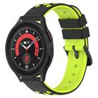For Samsung Galaxy Watch5 Pro 45mm 20mm Two-Color Porous Silicone Watch Band(Black+Lime Green) - 1