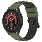 For Samsung Galaxy Watch5 Pro 45mm 20mm Two-Color Porous Silicone Watch Band(Army Green + Black) - 1