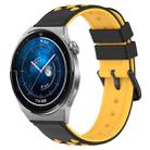 For Huawei Watch GT3 Pro 46mm 22mm Two-Color Porous Silicone Watch Band(Black+Yellow) - 1