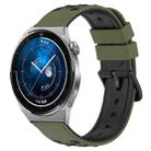 For Huawei Watch GT3 Pro 46mm 22mm Two-Color Porous Silicone Watch Band(Army Green + Black) - 1