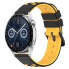 For Huawei Watch GT3 46mm 22mm Two-Color Porous Silicone Watch Band(Black+Yellow) - 1