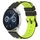 For Huawei Watch GT3 46mm 22mm Two-Color Porous Silicone Watch Band(Black+Lime Green) - 1