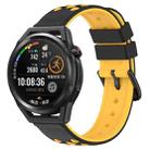 For Huawei Watch GT Runner 22mm Two-Color Porous Silicone Watch Band(Black+Yellow) - 1