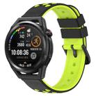 For Huawei Watch GT Runner 22mm Two-Color Porous Silicone Watch Band(Black+Lime Green) - 1