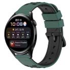 For Huawei Watch 3 22mm Two-Color Porous Silicone Watch Band(Olive Green+Black) - 1