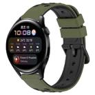 For Huawei Watch 3 22mm Two-Color Porous Silicone Watch Band(Army Green + Black) - 1