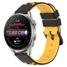 For Huawei Watch 3 Pro 22mm Two-Color Porous Silicone Watch Band(Black+Yellow) - 1