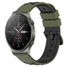 For Huawei GT2 Pro 22mm Two-Color Porous Silicone Watch Band(Army Green + Black) - 1