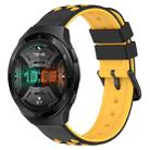 For Huawei Watch GT 2E 22mm Two-Color Porous Silicone Watch Band(Black+Yellow) - 1