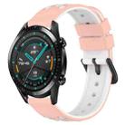 For Huawei GT2 46mm 22mm Two-Color Porous Silicone Watch Band(Pink+White) - 1