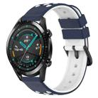 For Huawei GT2 46mm 22mm Two-Color Porous Silicone Watch Band(Midnight Blue + White) - 1