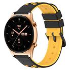 For Honor Watch GS 3 22mm Two-Color Porous Silicone Watch Band(Black+Yellow) - 1