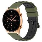 For Honor Watch GS 3 22mm Two-Color Porous Silicone Watch Band(Army Green + Black) - 1