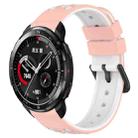 For Honor Watch GS Pro 22mm Two-Color Porous Silicone Watch Band(Pink+White) - 1