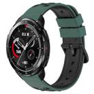 For Honor Watch GS Pro 22mm Two-Color Porous Silicone Watch Band(Olive Green+Black) - 1