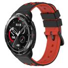 For Honor Watch GS Pro 22mm Two-Color Porous Silicone Watch Band(Black+Red) - 1
