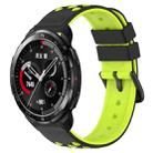 For Honor Watch GS Pro 22mm Two-Color Porous Silicone Watch Band(Black+Lime Green) - 1