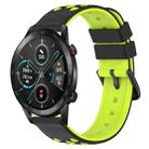 For Honor Magic Watch 2 46mm 22mm Two-Color Porous Silicone Watch Band(Black+Lime Green) - 1