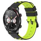 For Honor Watch Dream 22mm Two-Color Porous Silicone Watch Band(Black+Lime Green) - 1