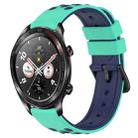 For Honor Watch Dream 22mm Two-Color Porous Silicone Watch Band(Lime Green+Blue) - 1