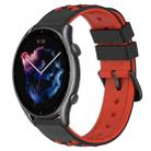 For Amazfit GTR 3 22mm Two-Color Porous Silicone Watch Band(Black+Red) - 1