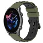 For Amazfit GTR 3 Pro 22mm Two-Color Porous Silicone Watch Band(Army Green + Black) - 1