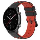 For Amazfit GTR 2e 22mm Two-Color Porous Silicone Watch Band(Black+Red) - 1