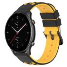 For Amazfit GTR 2e 22mm Two-Color Porous Silicone Watch Band(Black+Yellow) - 1