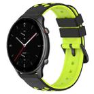 For Amazfit GTR 2e 22mm Two-Color Porous Silicone Watch Band(Black+Lime Green) - 1