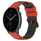 For Amazfit GTR 2e 22mm Two-Color Porous Silicone Watch Band(Red+Black) - 1