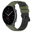 For Amazfit GTR 2e 22mm Two-Color Porous Silicone Watch Band(Army Green + Black) - 1
