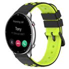 For Amazfit GTR 2 22mm Two-Color Porous Silicone Watch Band(Black+Lime Green) - 1