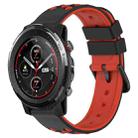 For Amazfit 3 22mm Two-Color Porous Silicone Watch Band(Black+Red) - 1