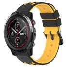 For Amazfit 3 22mm Two-Color Porous Silicone Watch Band(Black+Yellow) - 1