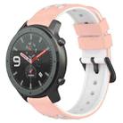 For Amazfit GTR 47mm 22mm Two-Color Porous Silicone Watch Band(Pink+White) - 1