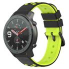 For Amazfit GTR 47mm 22mm Two-Color Porous Silicone Watch Band(Black+Lime Green) - 1