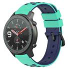 For Amazfit GTR 47mm 22mm Two-Color Porous Silicone Watch Band(Lime Green+Blue) - 1